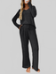 Ribbed Long Sleeve Top and Pants Lounge Set nicholesgifts