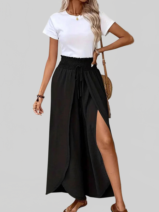 Women High-Waisted Side Slit Pants nicholesgifts