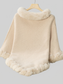 Women Fuzzy Trim Texture Three-Quarter Sleeve Poncho nicholesgifts