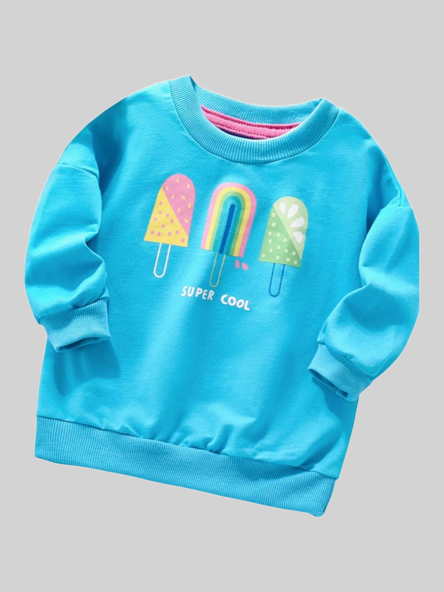 Girls and Toddler Girls Ice Cream Graphic Round Neck Sweatshirt nicholesgifts