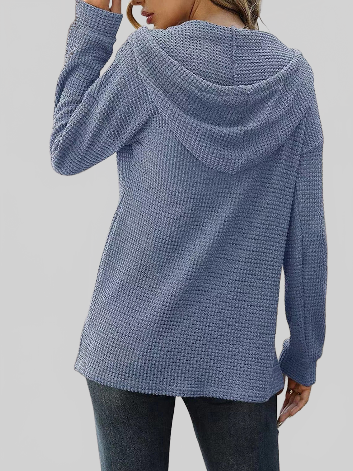 Half Button Up Drawstring Hoodie NicholesGifts