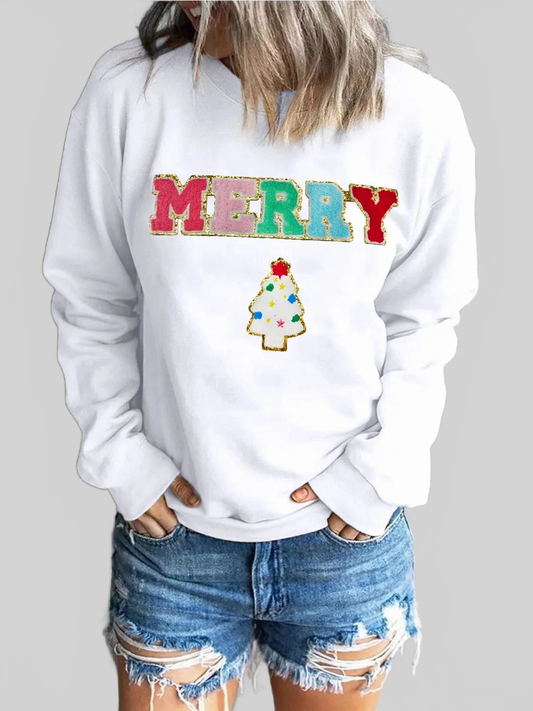MERRY Round Neck Long Sleeve Sweatshirt NicholesGifts