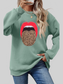Women Leopard Lip Graphic Round Neck Sweatshirt NicholesGifts