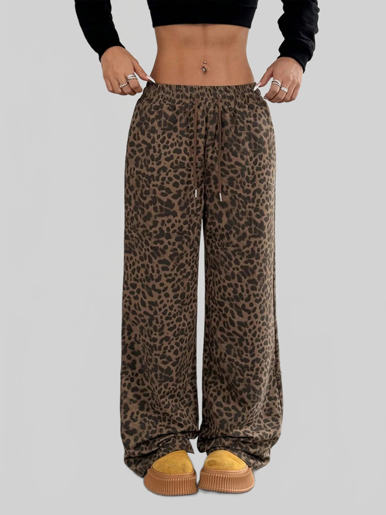 Women Full Size Leopard Print Wide Leg Pants Plus Size nicholesgifts