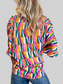 Women Double Take Full Size Geometric Notched Dolman Sleeve Top nicholesgifts