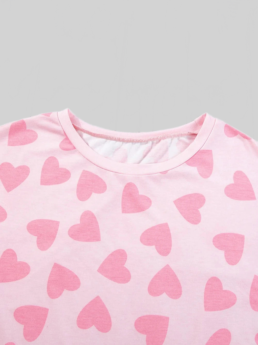 Heart Print Long Sleeve Top and Shorts Lounge Set nicholesgifts
