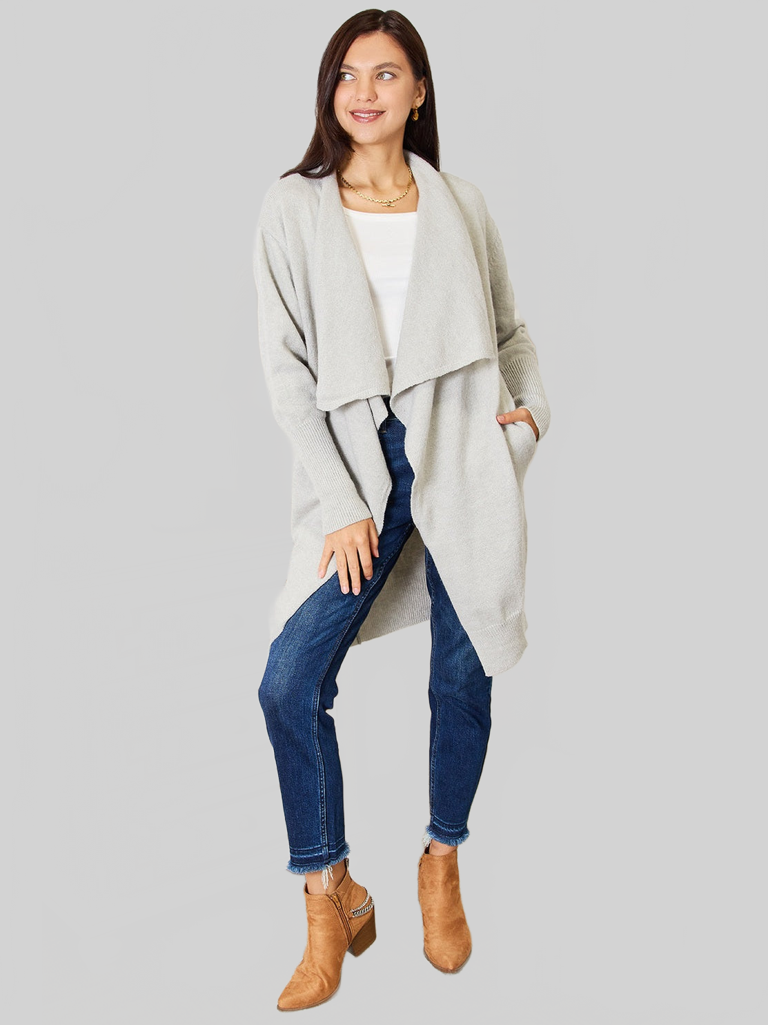 Women Angel Wings Open Front Duster Cardigan with Pockets nicholesgifts