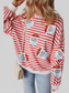Women Christmas Sequin Santa Striped Round Neck Long Sleeve Sweatshirt nicholesgifts