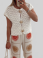 Crochet Short Sleeve Button Front Cardigan nicholesgifts