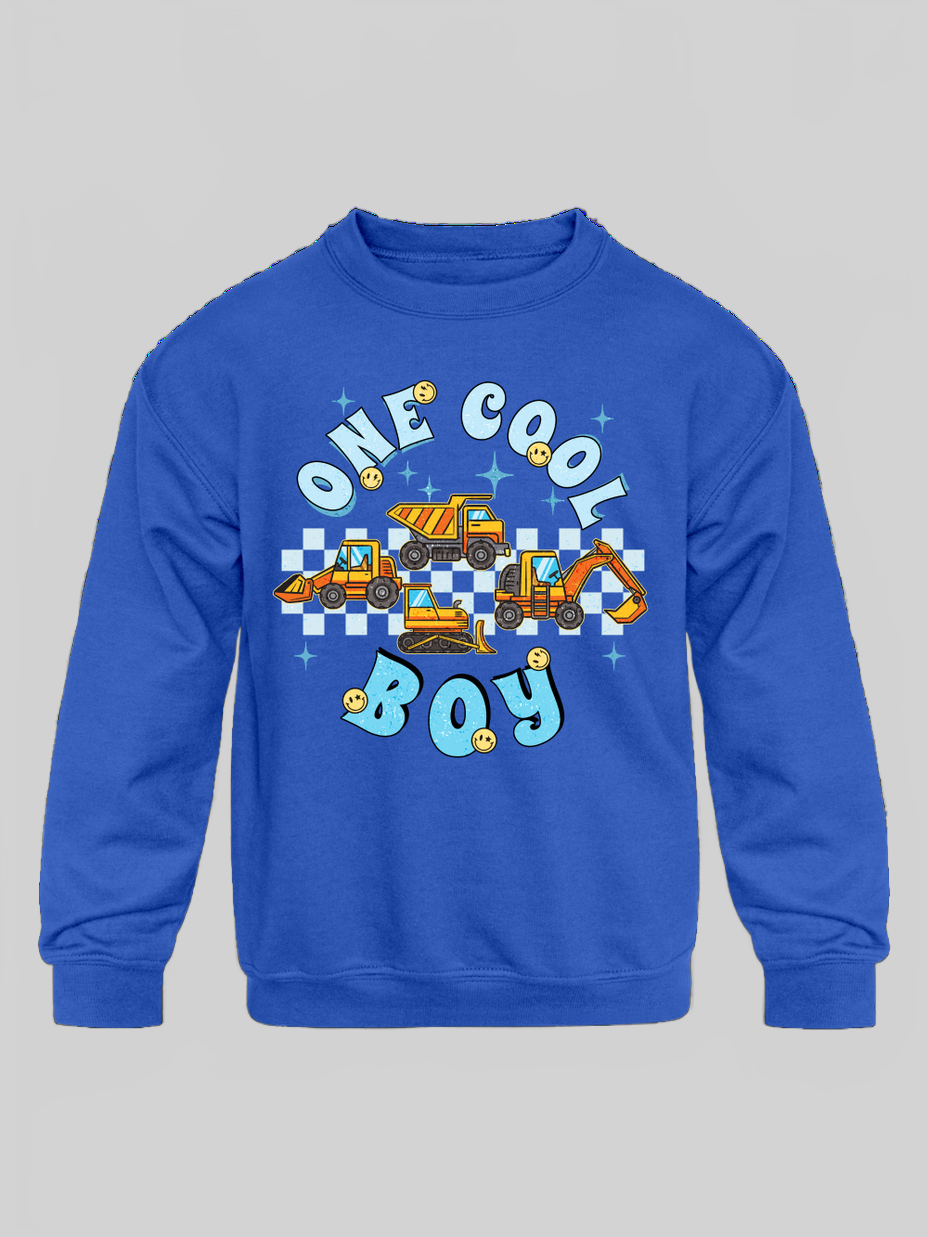 Toddler Boys One Cool Boy Long Sleeve Crewneck Sweatshirt NicholesGifts