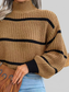 Striped Mock Neck Dropped Shoulder Sweater NicholesGifts