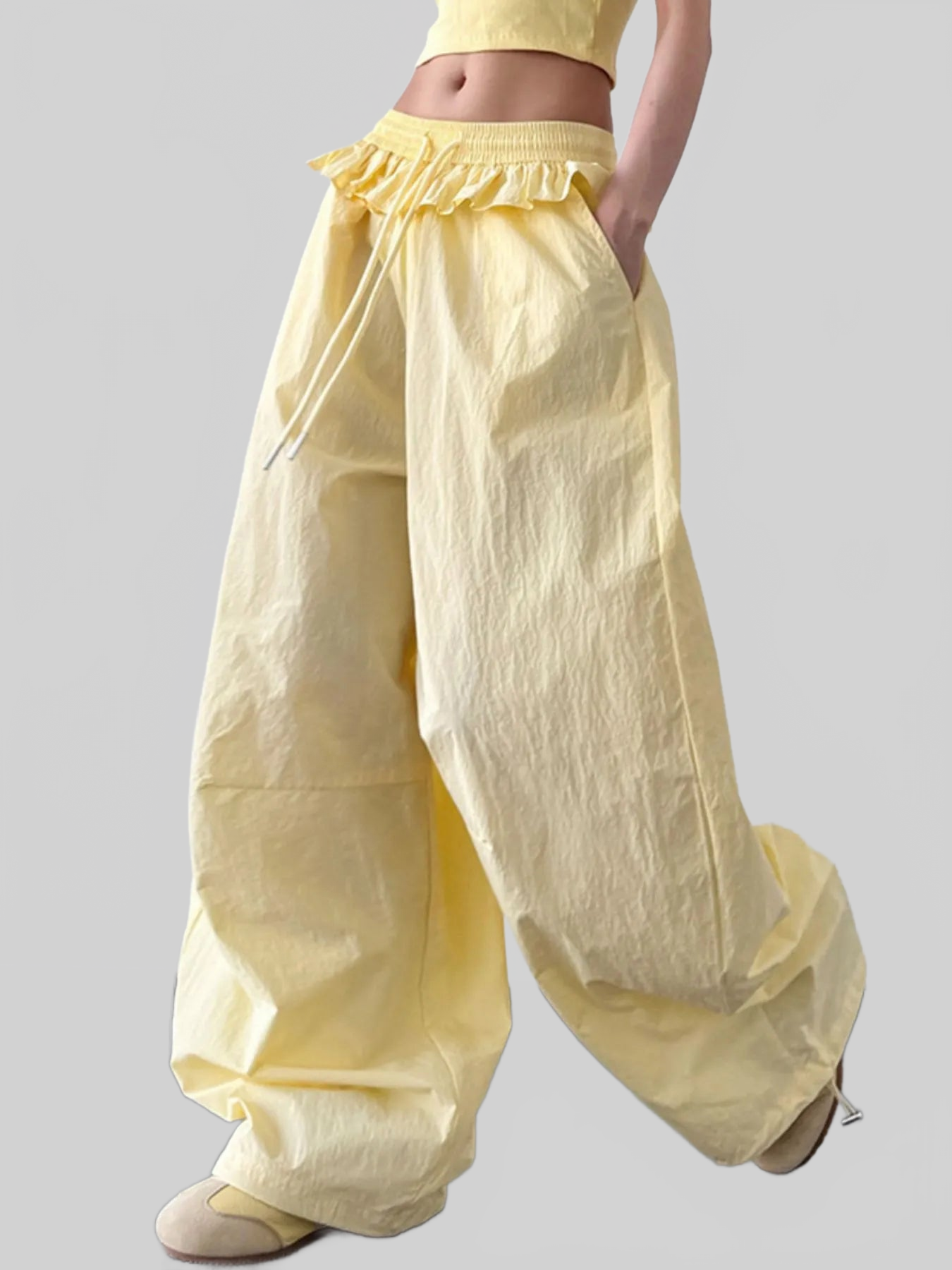 Women Drawstring Wide Leg Pants nicholesgifts