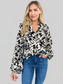 Women Double Take Full Size Printed Ruffle Trim Balloon Sleeve Shirt NicholesGifts