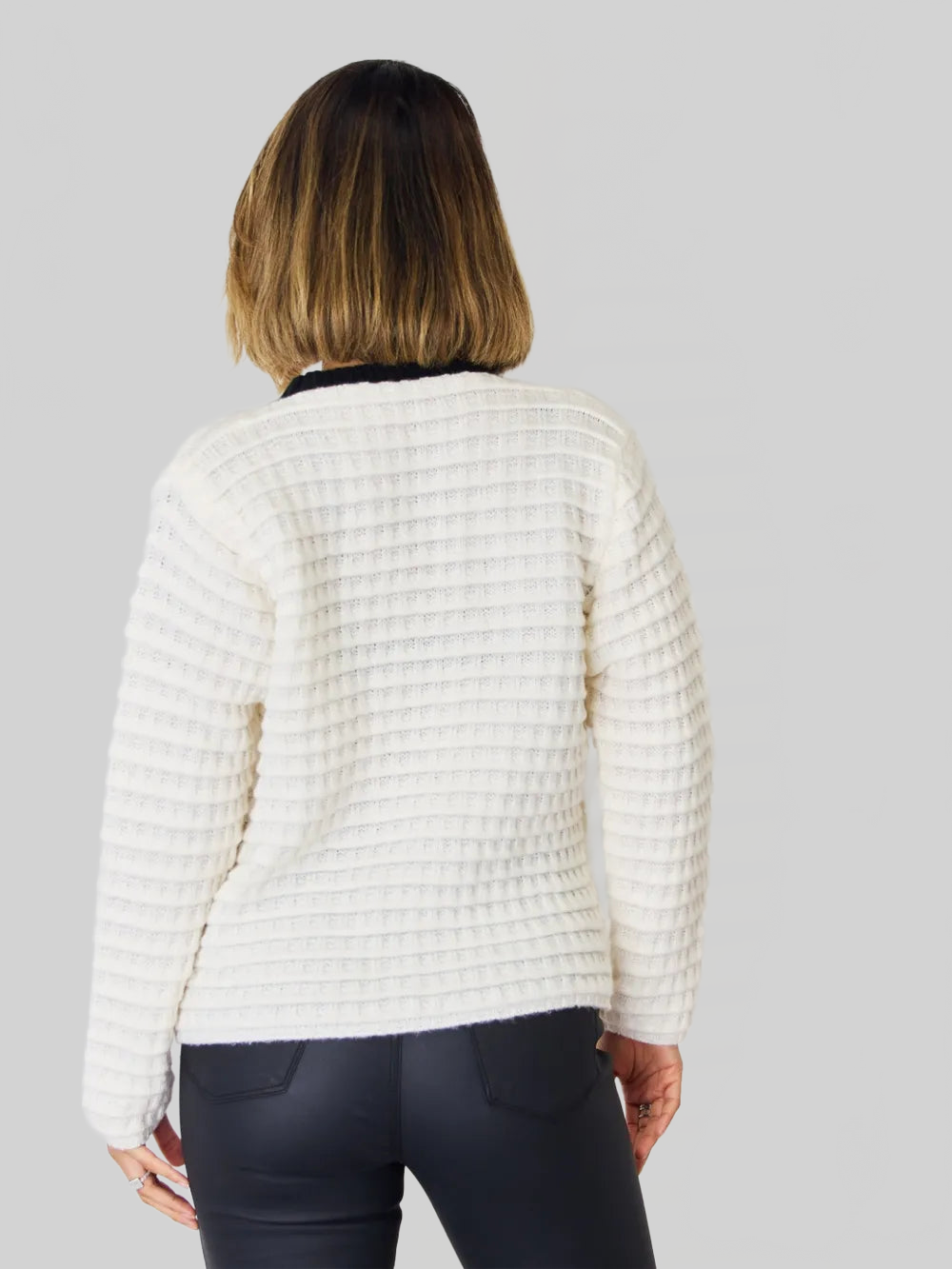 Women Contrast Trim Button Up Cardigan nicholesgifts