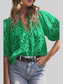Women Eyelet Button Up Half Sleeve Blouse nicholesgifts
