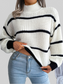 Striped Mock Neck Dropped Shoulder Sweater NicholesGifts