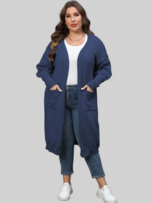 Plus Size Long Sleeve Pocketed Cardigan nicholesgifts