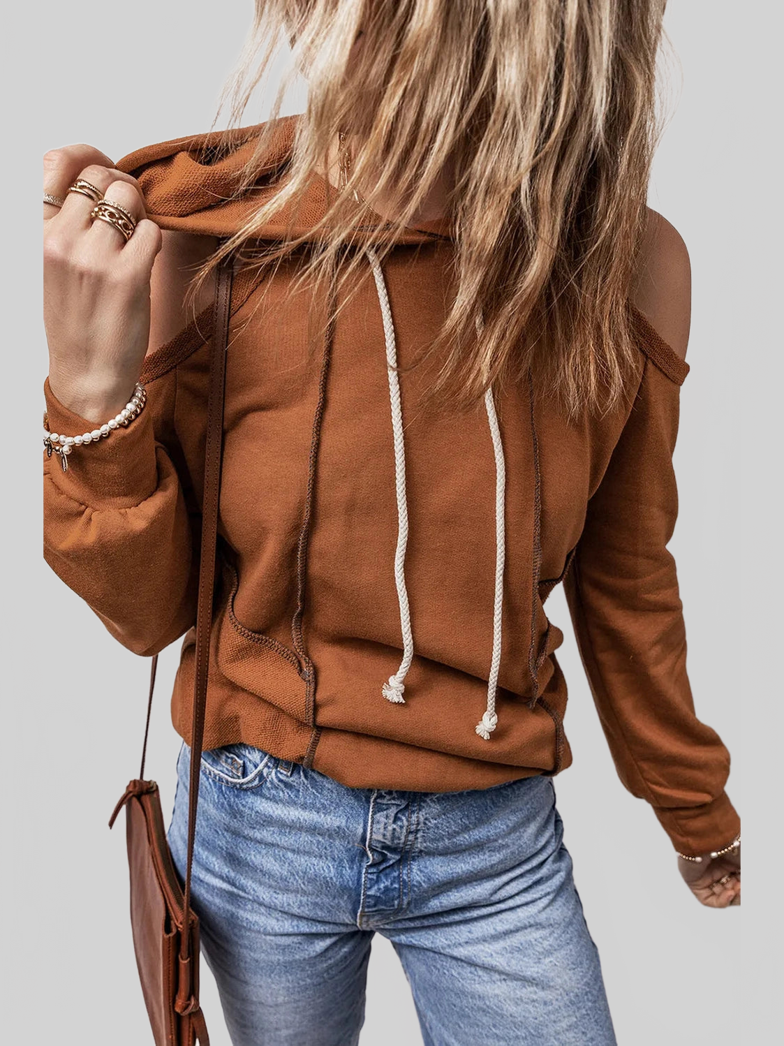 Cold Shoulder Long Sleeve Hoodie NicholesGifts