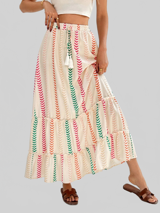 Frill Printed Maxi Skirt nicholesgifts