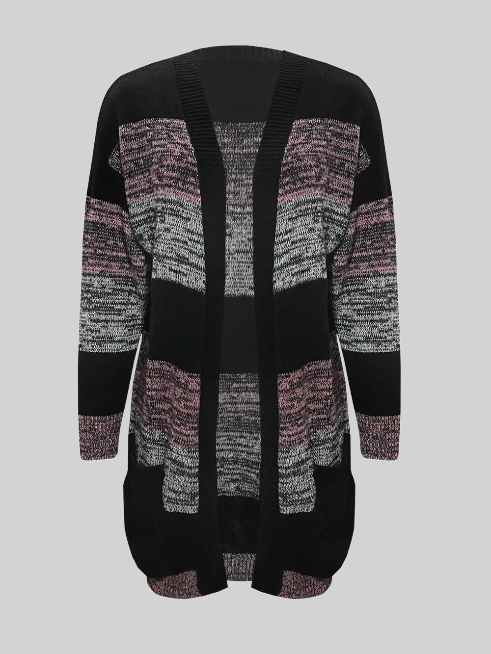 Women Striped Open Front Long Sleeve Cardigan with Pockets nicholesgifts
