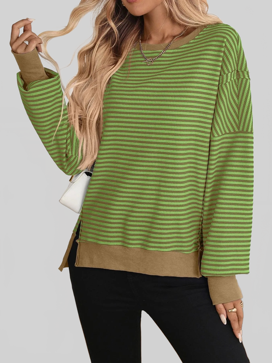 Exposed Seam Striped Contrast Sweatshirt nicholesgifts