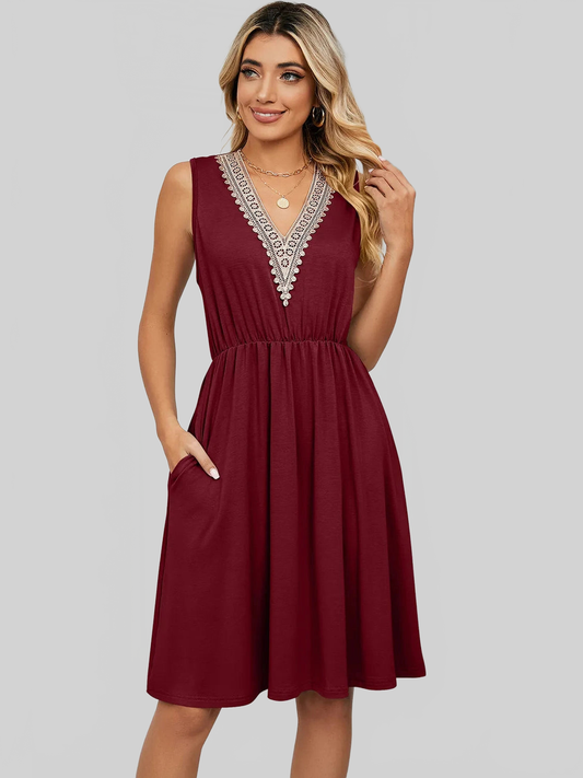 Pocketed V-Neck Wide Strap Dress NicholesGifts