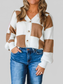 Women Color Block Knit Button-Up Cardigan Sweaters nicholesgifts