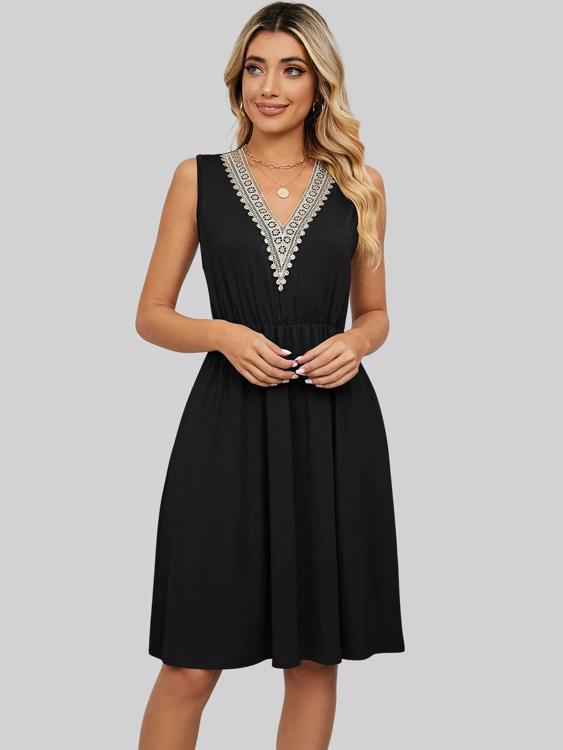 Pocketed V-Neck Wide Strap Dress nicholesgifts