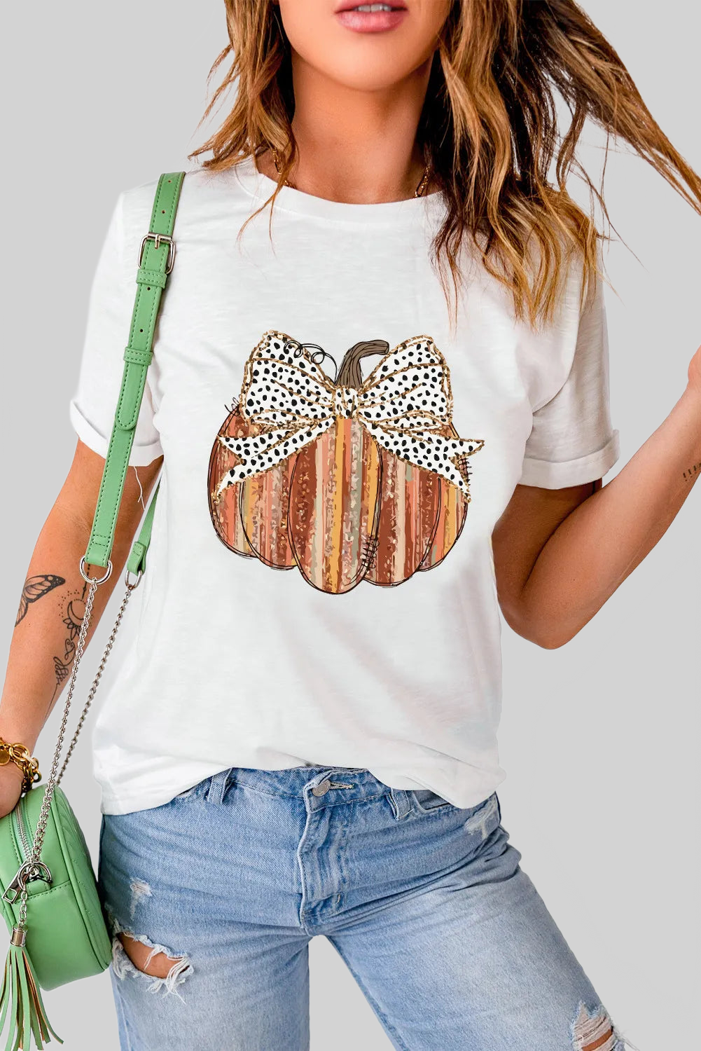 Full Size Pumpkin Round Neck Short Sleeve T-Shirt nicholesgifts