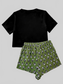 Graphic Tee and Panda Print Shorts Lounge Set nicholesgifts