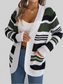 Women Striped Open Front Long Sleeve Cardigan nicholesgifts