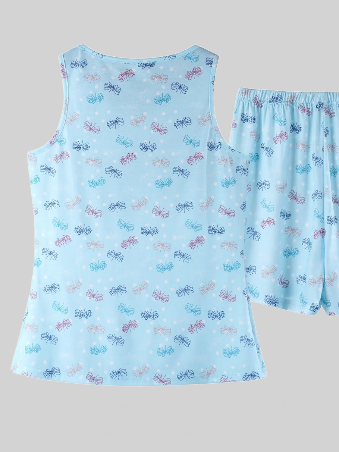 Printed Round Neck Top and Shorts Lounge Set nicholesgifts
