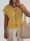 Crochet Short Sleeve Button Front Cardigan nicholesgifts
