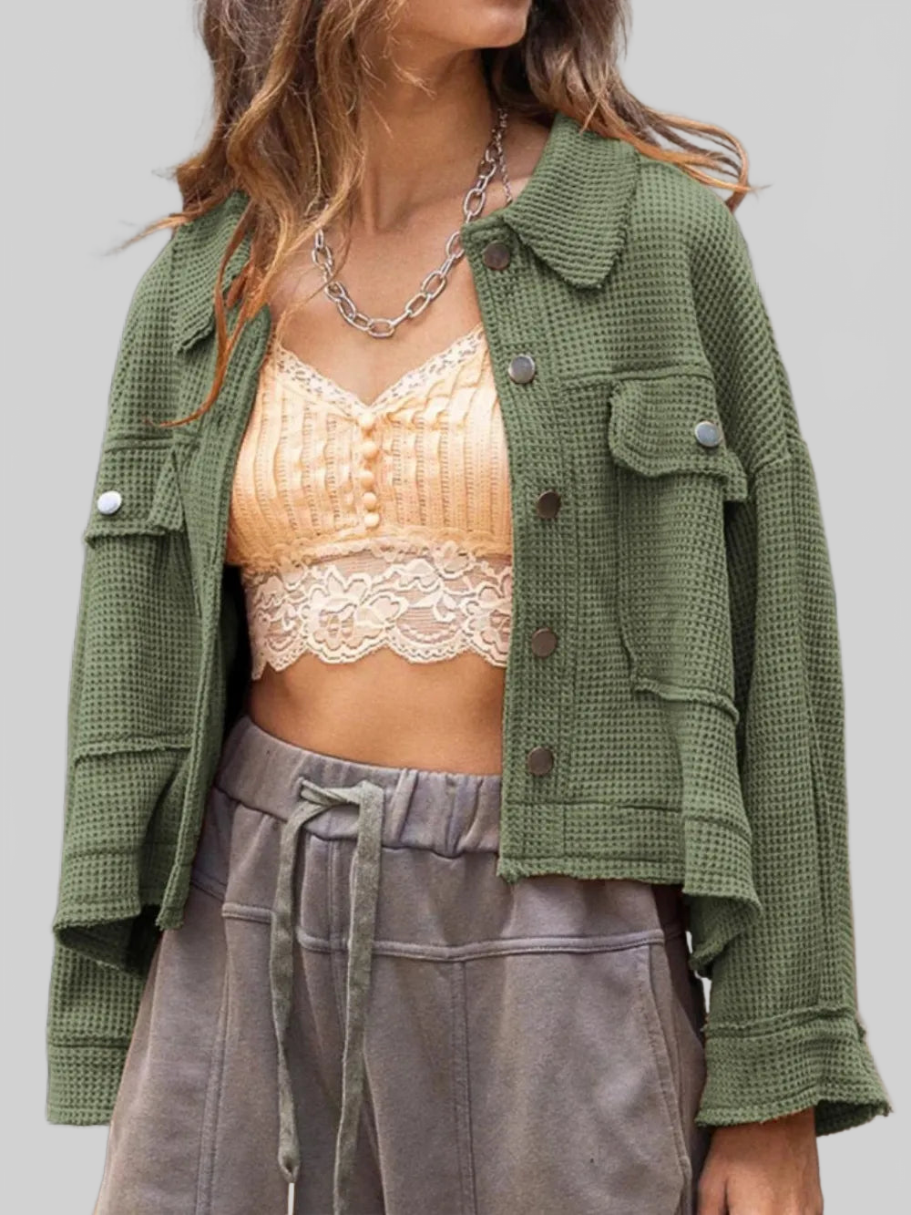 Button Up Long Sleeve Jacket nicholesgifts