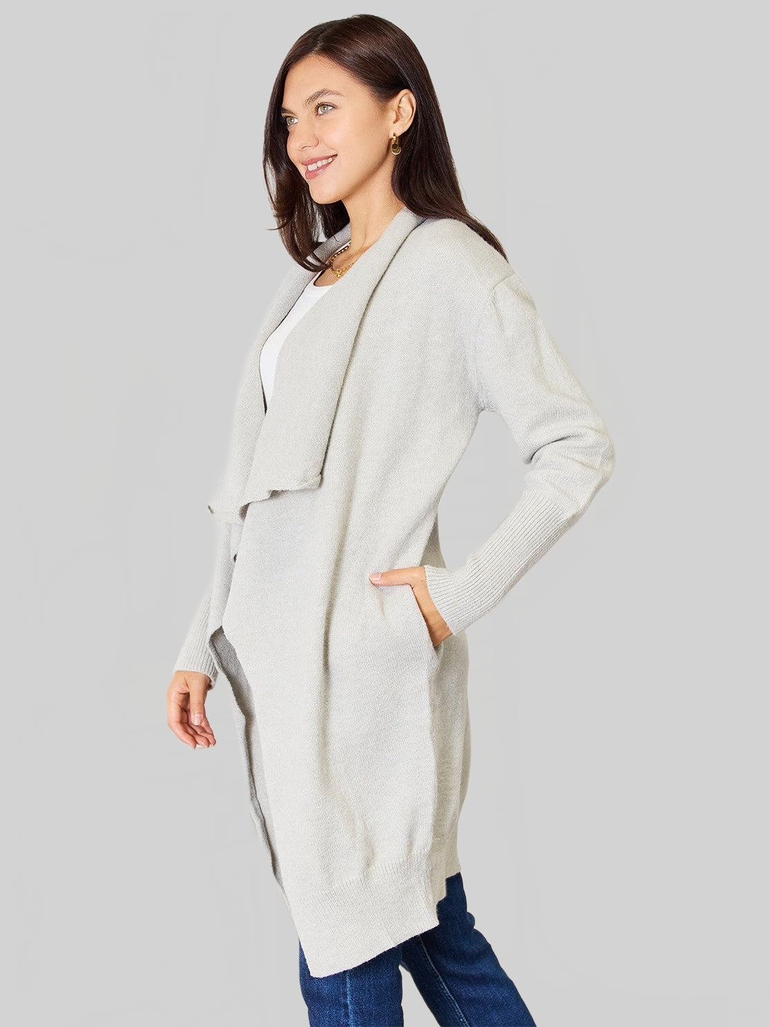 Women Angel Wings Open Front Duster Cardigan with Pockets nicholesgifts