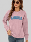 Women American Graphic Dropped Shoulder Sweatshirt nicholesgifts