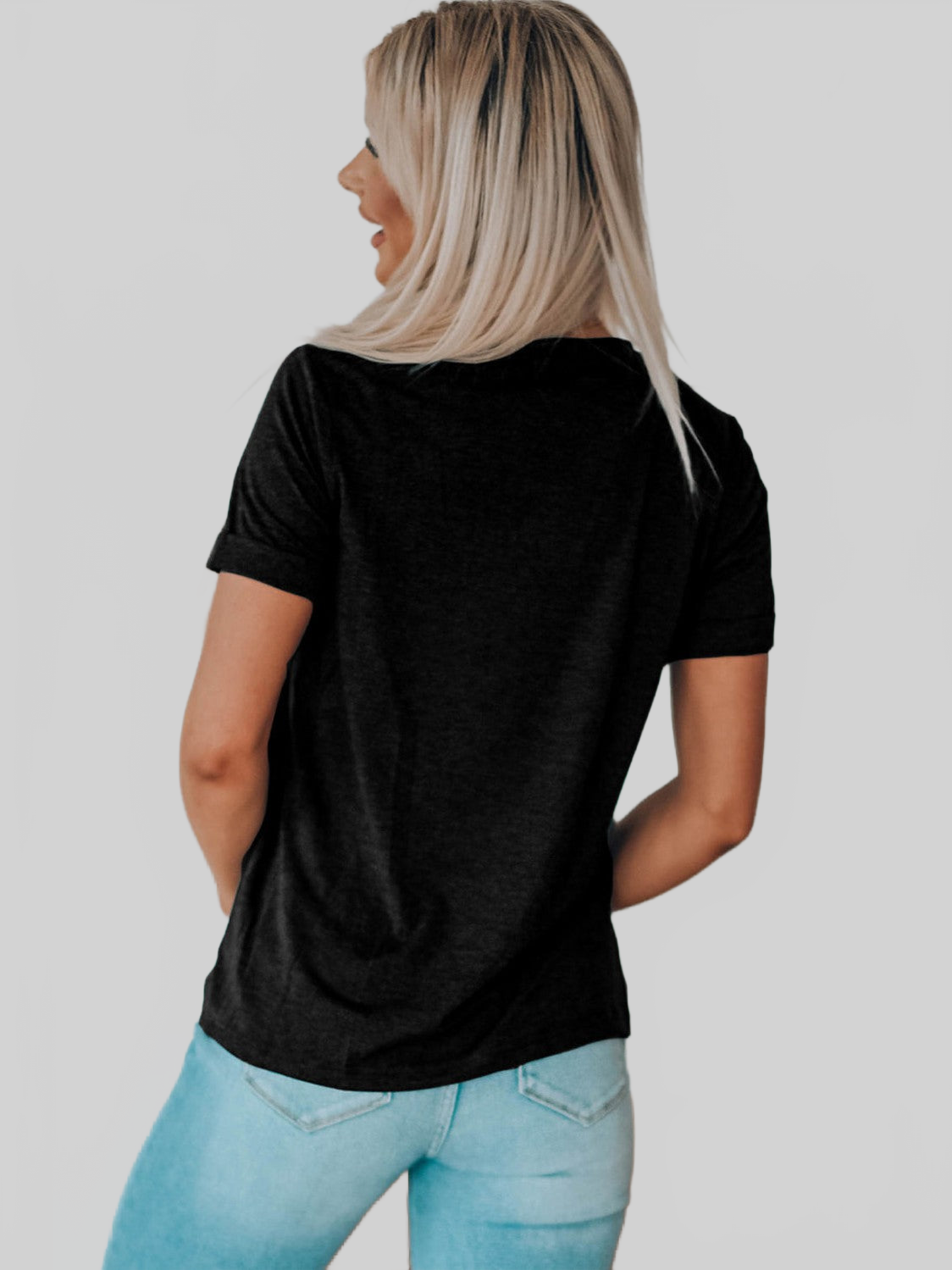 Women Bow & Boot Graphic Round Neck Short Sleeve T-Shirt nicholesgifts