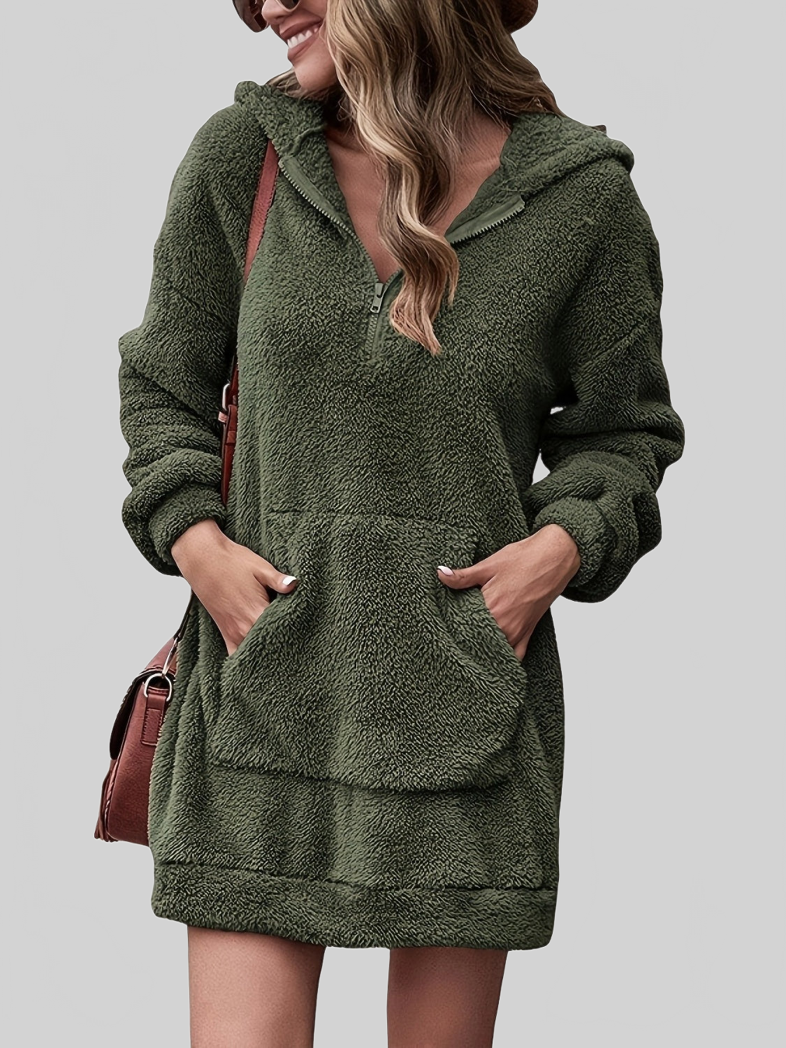 NicholesGifts Women Half Zip Dropped Shoulder Oversized Hoodie NicholesGifts