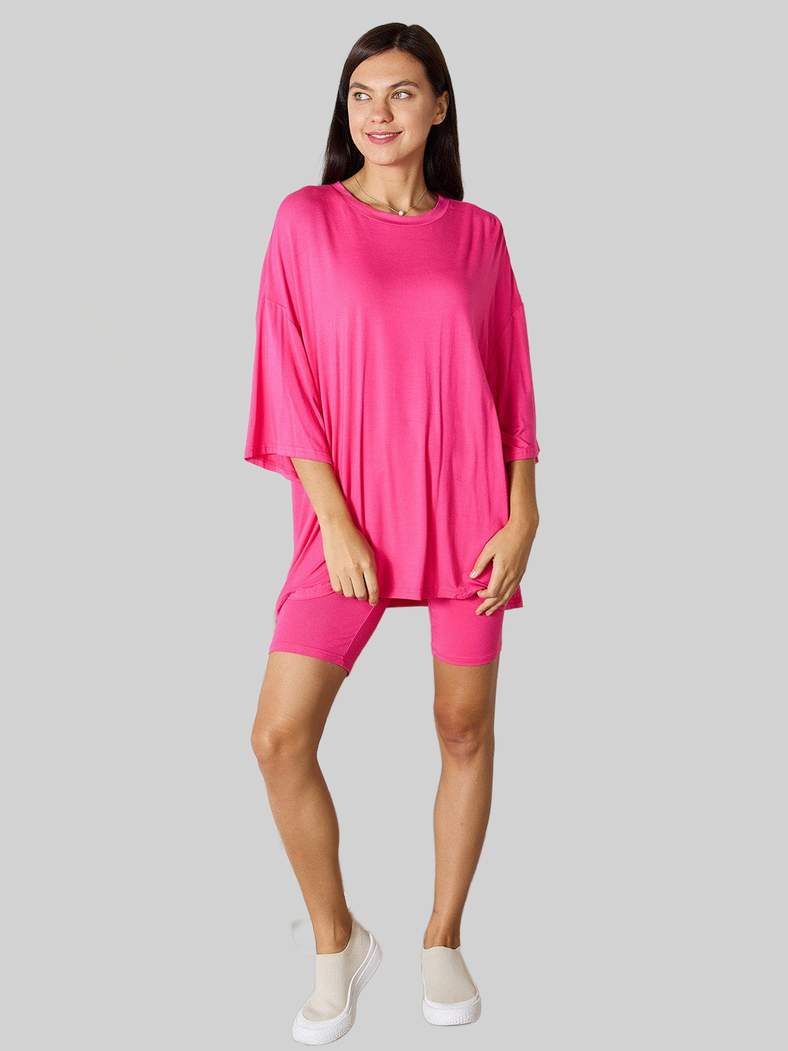NicholesGifts Women Basic Bae Full Size Soft Rayon Three-Quarter Sleeve Top and Shorts Set nicholesgifts