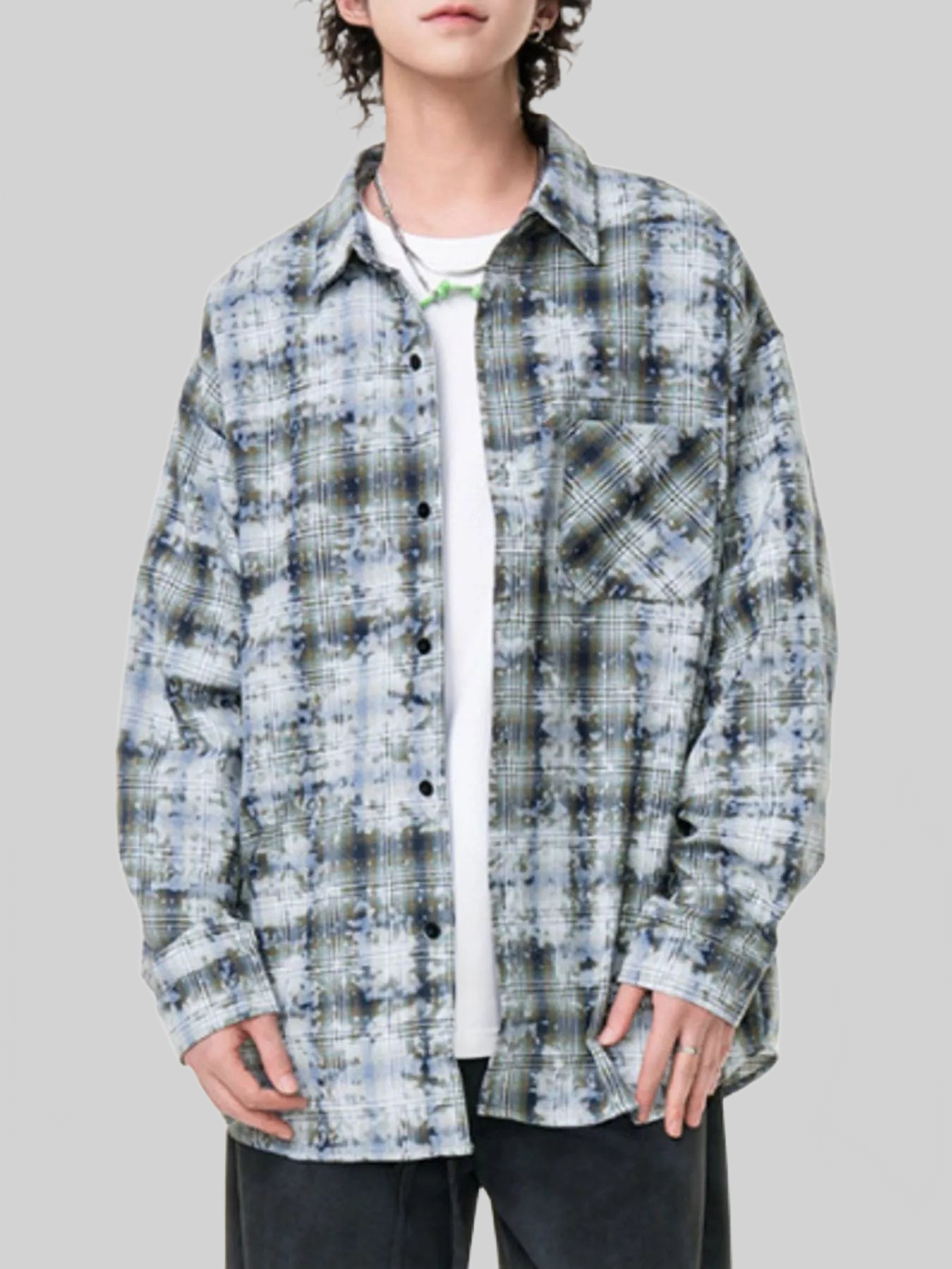 Men's Plus Size Plaid Button Up Long Sleeve Shirt nicholesgifts