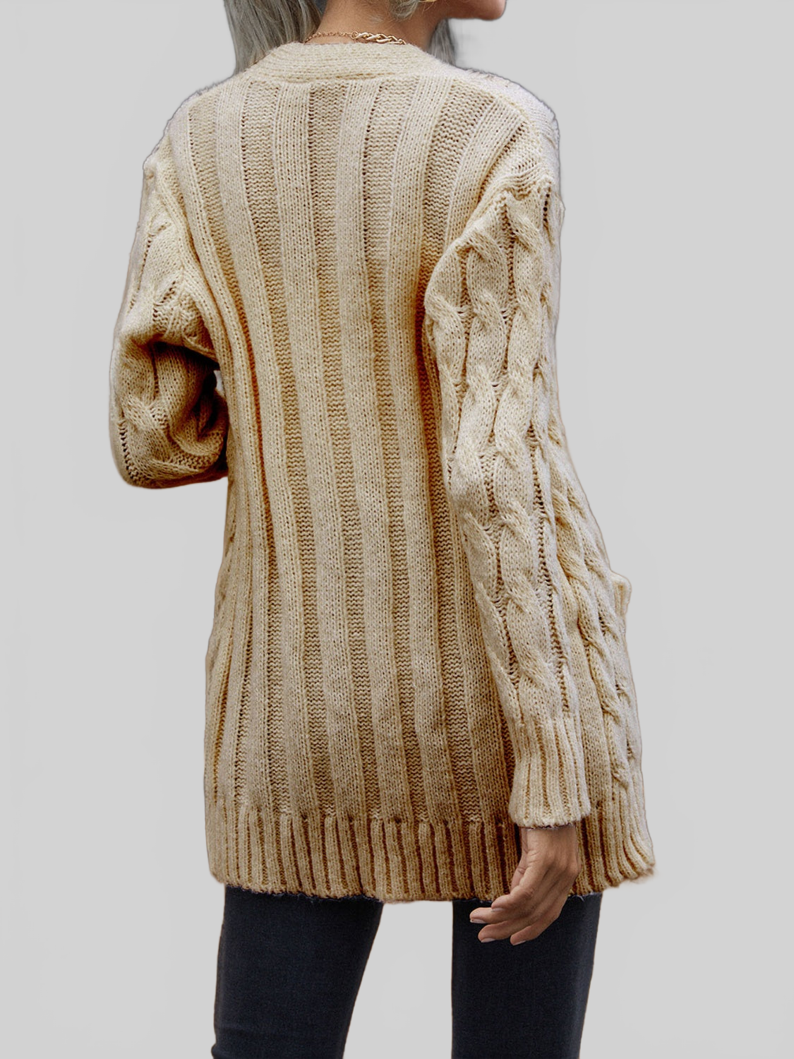 Women Cable-Knit Button Down Cardigan nicholesgifts
