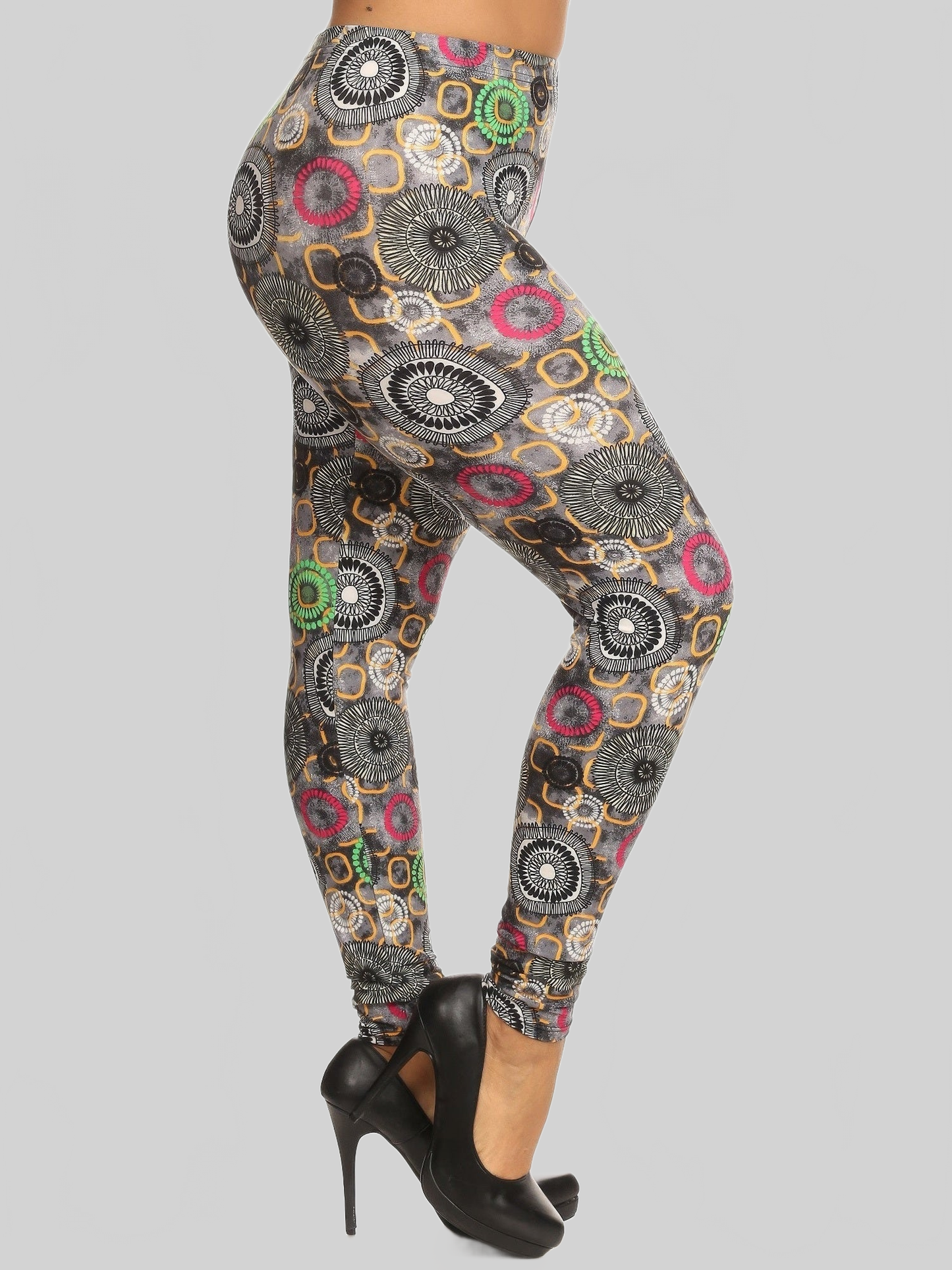 Plus Size Women Abstract Print, Full Length Leggings In A Slim Fitting Style With A Banded High Waist nicholesgifts