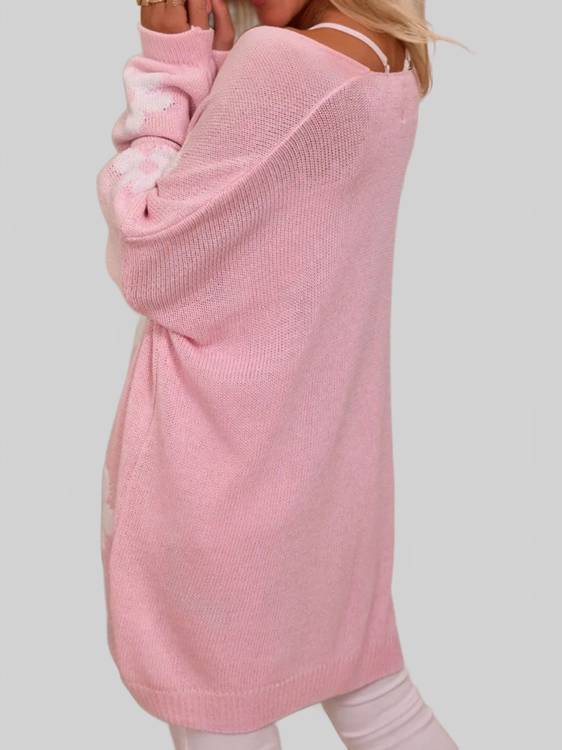 Women Flower Open Front Long Sleeve Cardigan Sweater NicholesGifts