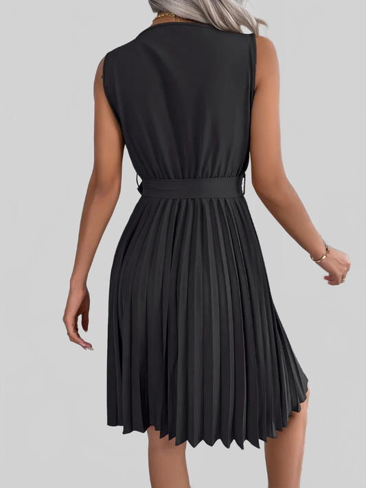 Tied Surplice Sleeveless Pleated Dress NicholesGifts