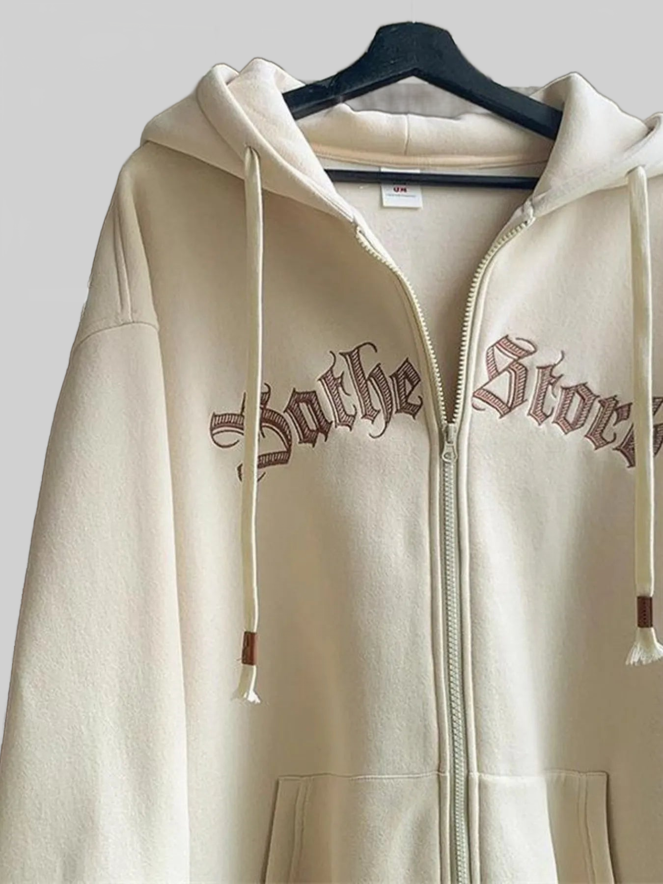 Men's Plus Size Letter Zip Up Drawstring Hoodie nicholesgifts