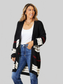 Women Perfee Striped Rib-Knit Drop Shoulder Open Front Cardigan nicholesgifts