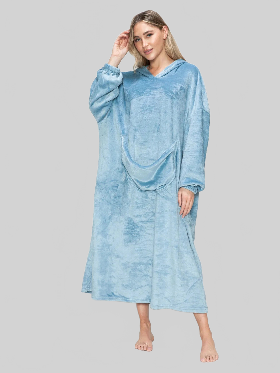 Double Take Full Size Pocketed Hooded Midi Lounge Dress nicholesgifts