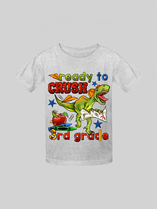 Boys Ready To Crush Third Grade Short Sleeve Tee Shirts for Back To School NicholesGifts