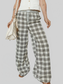 Women Plaid Wide Leg Pants nicholesgifts