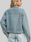Rhinestone & Peal Trim Button Down Long Sleeve Denim Jacket nicholesgifts